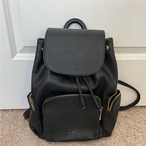 Aldo Corsage Faux Leather Black Backpack with Gold Zipper Accent